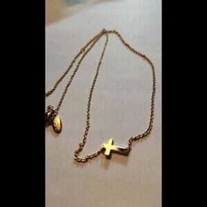 Lumiela Cross Necklace Gold Plated Adustable 15-20 inches
